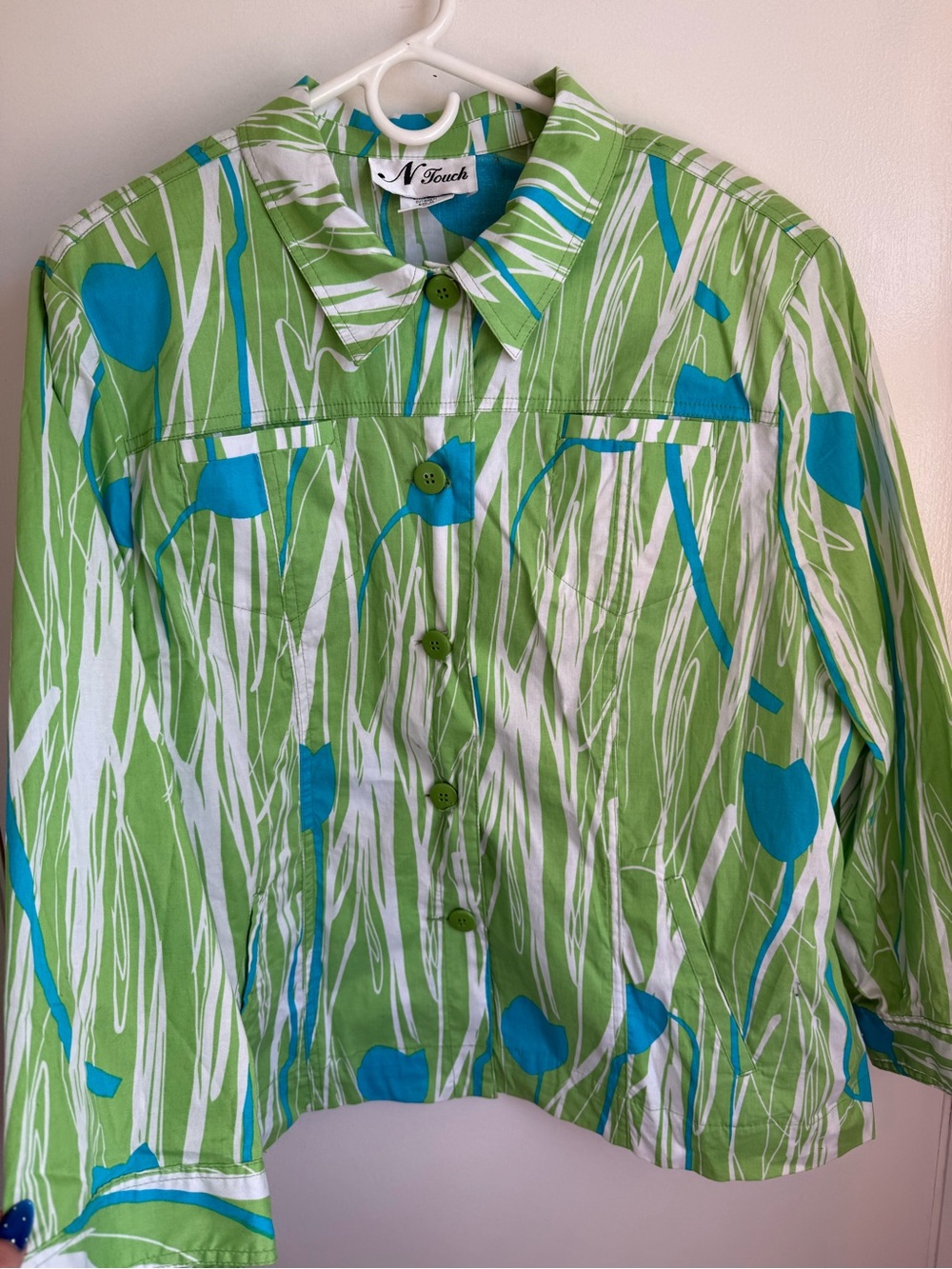 VINTAGE 90s/Y2K Abstract Floral Button-Down Jacket | Size 2X